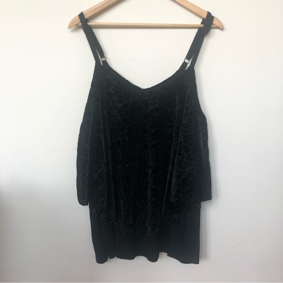 torrid Tops - Torrid Velvet Burnout Style Floral Print Tiered Flowy Tank Top Size 2X